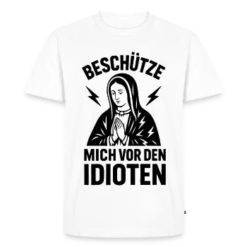 Funshirt Protégez-moi des idiots - T-shirt Premium bio Homme - blanc - Devant - Nico (187cm)