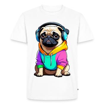 Carlin avec des écouteurs et des vêtements - T-shirt Premium bio Homme - blanc - Devant - Nico (187cm)