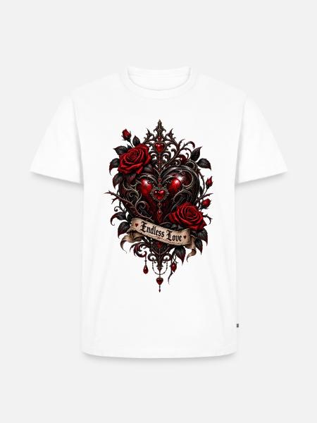 Endlose Liebe – Dunkles Gothic Herz - Männer Premium Bio T-Shirt - Weiß