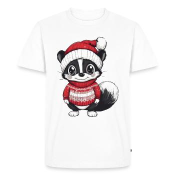Noël Skunk - T-shirt Premium bio Homme - blanc - Devant - Nico (187cm)