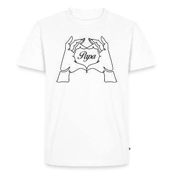 Papa Hand Heart - Men's Premium Organic T-Shirt - white - Front - Nico (187cm)
