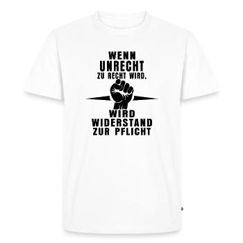 Reconnaître l’injustice – faire preuve de résistance - T-shirt Premium bio Homme - blanc - Devant - Nico (187cm)