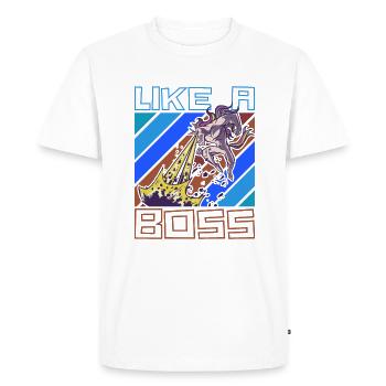 Like a Boss - Unicorn Destroyer of Worlds Saying - Men's Premium Organic T-Shirt - white - Front - Nico (187cm)