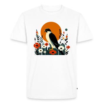 Faucon pèlerin en fleurs - T-shirt Premium bio Homme - blanc - Devant - Nico (187cm)