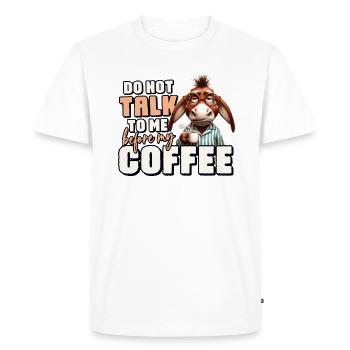 Âne au café - T-shirt Premium bio Homme - blanc - Devant - Nico (187cm)