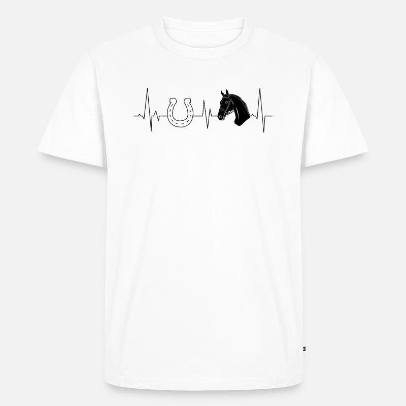 Pferd mit Hufeisen - Männer Premium Bio T-Shirt - Weiß