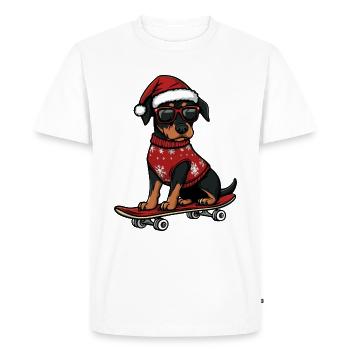 Doberman chien Noël drôle - T-shirt Premium bio Homme - blanc - Devant - Nico (187cm)