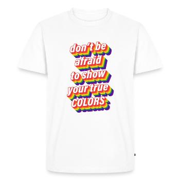 Gay Lesbienne LGBT Homosexualité Couleurs - T-shirt Premium bio Homme - blanc - Devant - Nico (187cm)