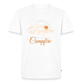Everything is better around the Campfire - Men's Premium Organic T-Shirt - white - Front - Nico (187cm)