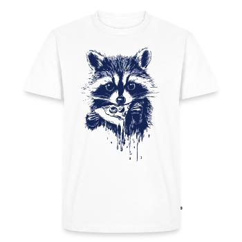Cute raccoon eating pizza - Men's Premium Organic T-Shirt - white - Front - Nico (187cm)