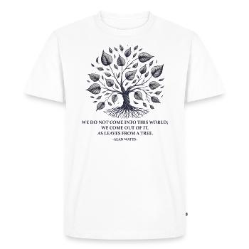 Alan Watts | Arbre de Vie et Sagesse Spirituelle - T-shirt Premium bio Homme - blanc - Devant - Nico (187cm)