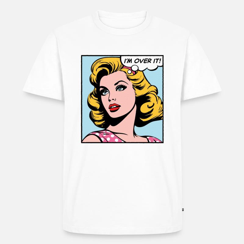 Ich bin drüber, Pop-Art-Mädchen - Männer Premium Bio T-Shirt - Weiß