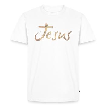 Jésus - T-shirt Premium bio Homme - blanc - Devant - Nico (187cm)