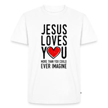 jésus t’aime - T-shirt Premium bio Homme - blanc - Devant - Nico (187cm)