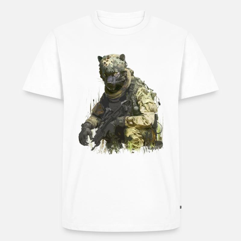 Leopard - Soldat - Männer Premium Bio T-Shirt - Weiß