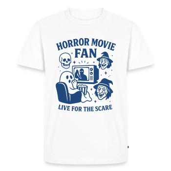 Gruselfan Design - Horror Movie Vibes - Men's Premium Organic T-Shirt - white - Front - Nico (187cm)