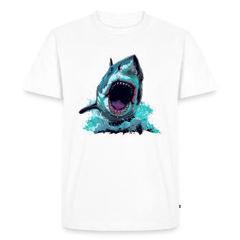 Shark Attack - Men's Premium Organic T-Shirt - white - Front - Nico (187cm)