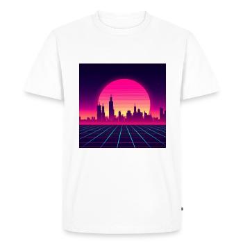 Style vague rétro avec coucher de soleil - T-shirt Premium bio Homme - blanc - Devant - Nico (187cm)