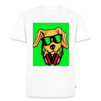 Dog with headphones and green background - Men's Premium Organic T-Shirt - white - Front - Nico (187cm)