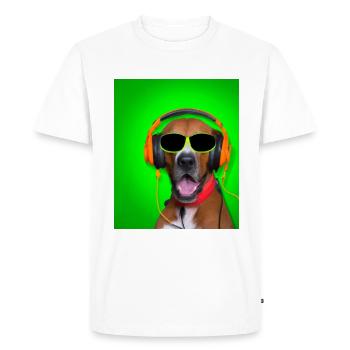 Dog with headphones and green background - Men's Premium Organic T-Shirt - white - Front - Nico (187cm)