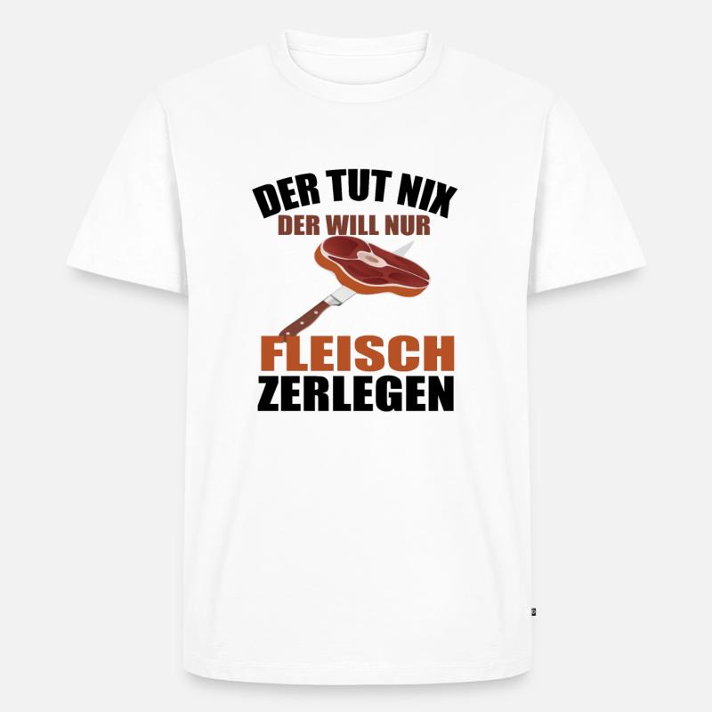 Fleischer Metzger Zerleger Zerlegen - Männer Premium Bio T-Shirt - Weiß