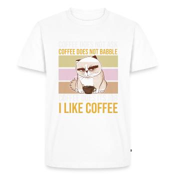 Chat matin grouch café café amour chat femme - T-shirt Premium bio Homme - blanc - Devant - Nico (187cm)