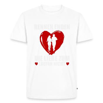 Les courses se terminent, l’amour de la course à pied ne se termine pas - T-shirt Premium bio Homme - blanc - Devant - Nico (187cm)