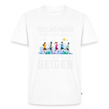 Participer est plus important que gagner - T-shirt Premium bio Homme - blanc - Devant - Nico (187cm)