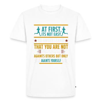 Running - The fight against yourself - Men's Premium Organic T-Shirt - white - Front - Nico (187cm)