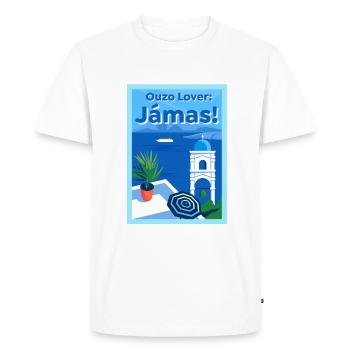 Ouzo lover Cheers en grec - T-shirt Premium bio Homme - blanc - Devant - Nico (187cm)