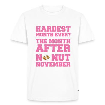 No Nut November - Men's Premium Organic T-Shirt - white - Front - Nico (187cm)