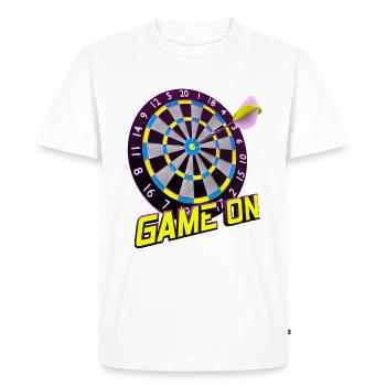 Dartboard Game On - Yellow - Men's Premium Organic T-Shirt - white - Front - Nico (187cm)