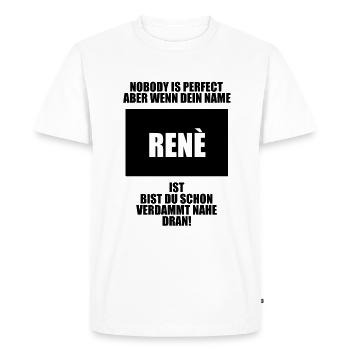 Nobody is Perfect René - Men's Premium Organic T-Shirt - white - Front - Nico (187cm)