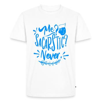 Me? Sarcastique? Jamais! - T-shirt Premium bio Homme - blanc - Devant - Nico (187cm)