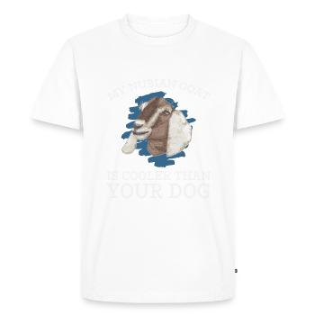 Nubian Goat: Cooler Than Your Dog - Men's Premium Organic T-Shirt - white - Front - Nico (187cm)