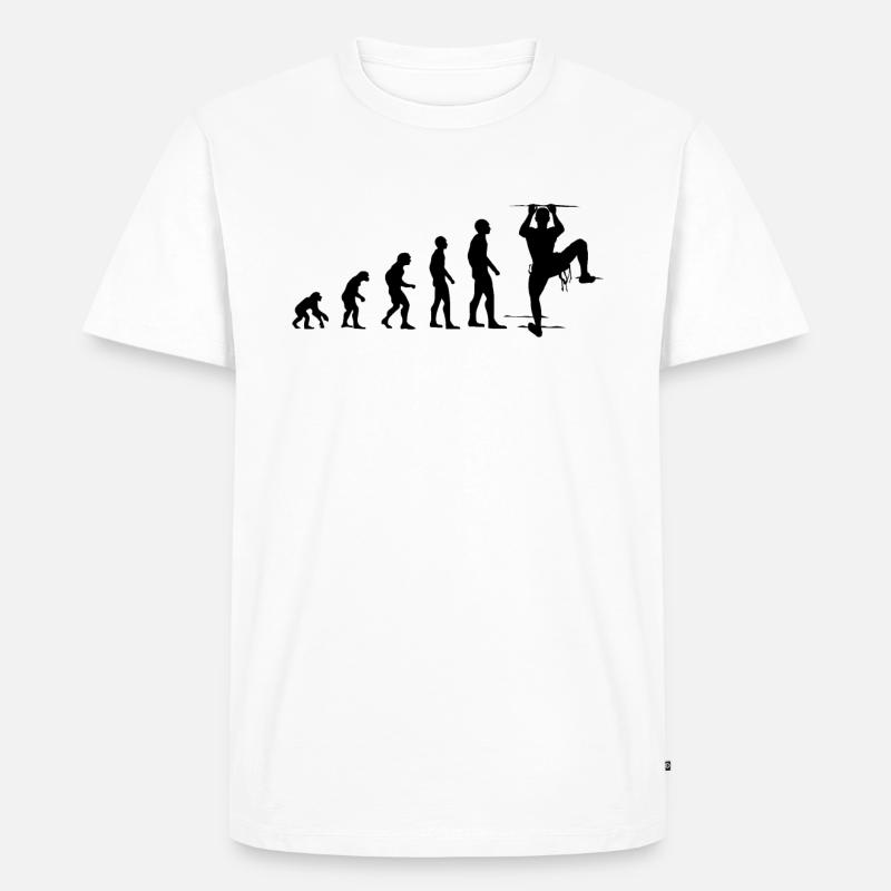 Klettern Evolution Lustig Bergsteigen Geschenk - Männer Premium Bio T-Shirt - Weiß