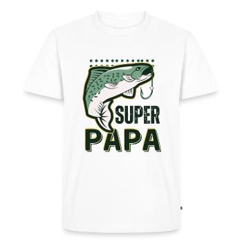 Cadeau pêcheur super papa - T-shirt Premium bio Homme - blanc - Devant - Nico (187cm)