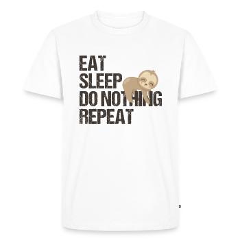 Lazy Bear routine quotidienne anglais humour cadeau - T-shirt Premium bio Homme - blanc - Devant - Nico (187cm)