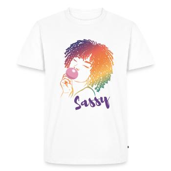 Sassy Chic avec Charme Afro - T-shirt Premium bio Homme - blanc - Devant - Nico (187cm)