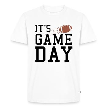L’enthousiasme du football le jour du match - T-shirt Premium bio Homme - blanc - Devant - Nico (187cm)