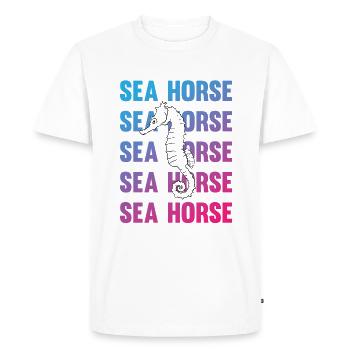 Hippocampe jeu d’écriture océan amour - T-shirt Premium bio Homme - blanc - Devant - Nico (187cm)