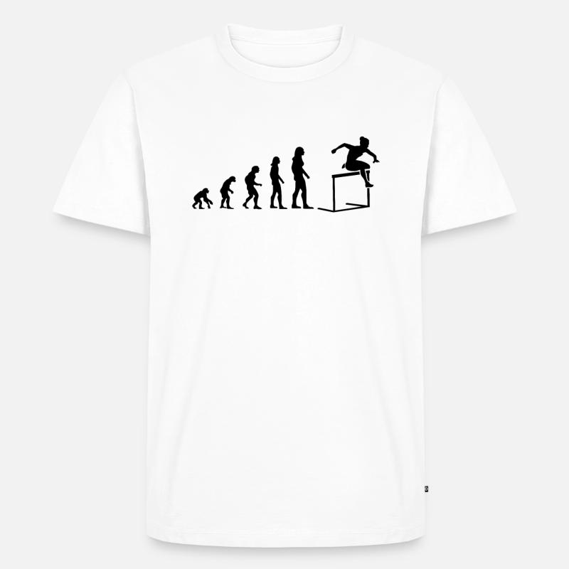 Evolution zum Hindernisläufer - Männer Premium Bio T-Shirt - Weiß