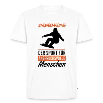 Elite Boarding – Only for Connoisseurs - Men's Premium Organic T-Shirt - white - Front - Nico (187cm)