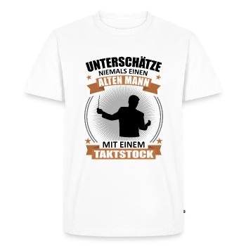 Never Underestimate an Old Man - Baton - Men's Premium Organic T-Shirt - white - Front - Nico (187cm)