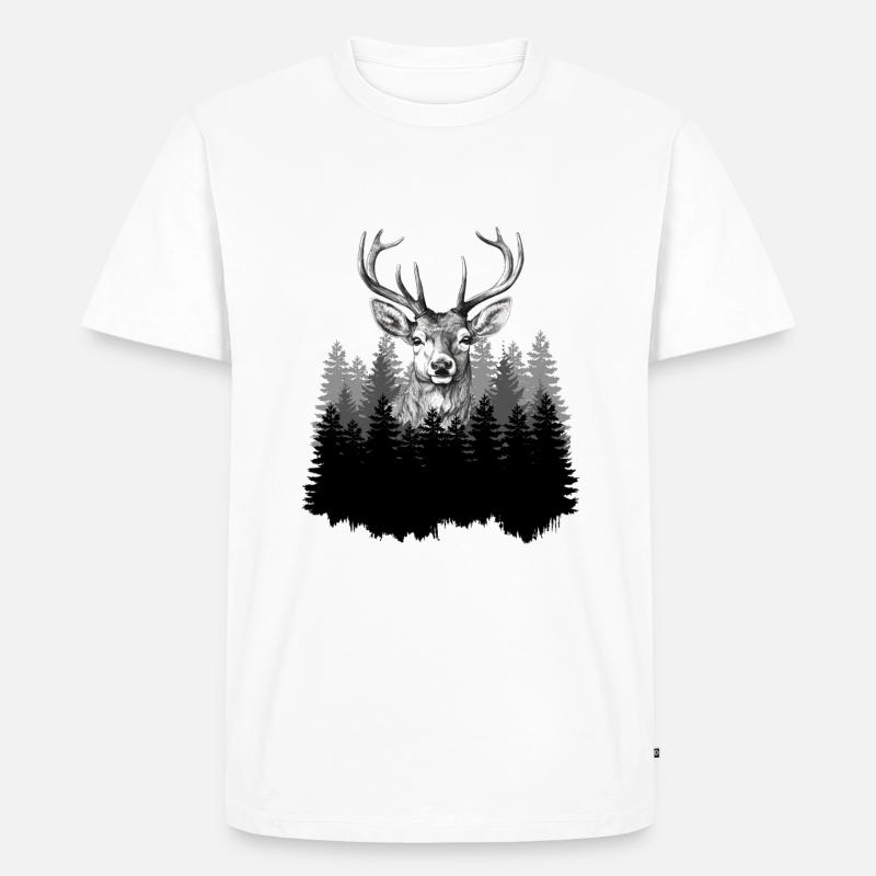 Jäger Bergsteiger Wanderer Hirsch - Männer Premium Bio T-Shirt - Weiß