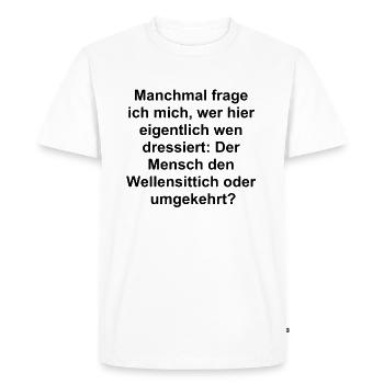 Budgie Masterpiece - Men's Premium Organic T-Shirt - white - Front - Nico (187cm)