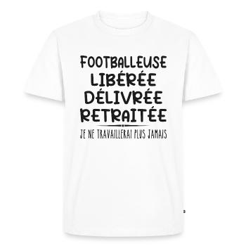 Footballeuse célèbre sa retraite avec humour cadea - T-shirt Premium bio Homme - blanc - Devant - Nico (187cm)