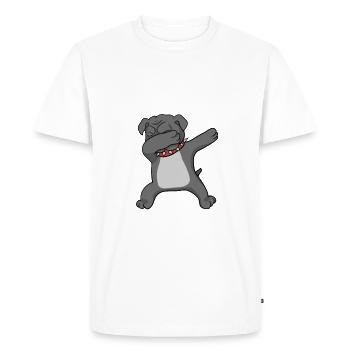 Bulldog Dab - tamponnant bouledogue - T-shirt Premium bio Homme - blanc - Devant - Nico (187cm)
