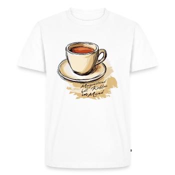 Le matin a du café noir dans la bouche - T-shirt Premium bio Homme - blanc - Devant - Nico (187cm)