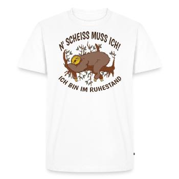 N' Scheiss Muss Ich Ich Bin Im Ruhestand Faultier - Männer Premium Bio T-Shirt - Weiß - Vorne - Nico (187cm)